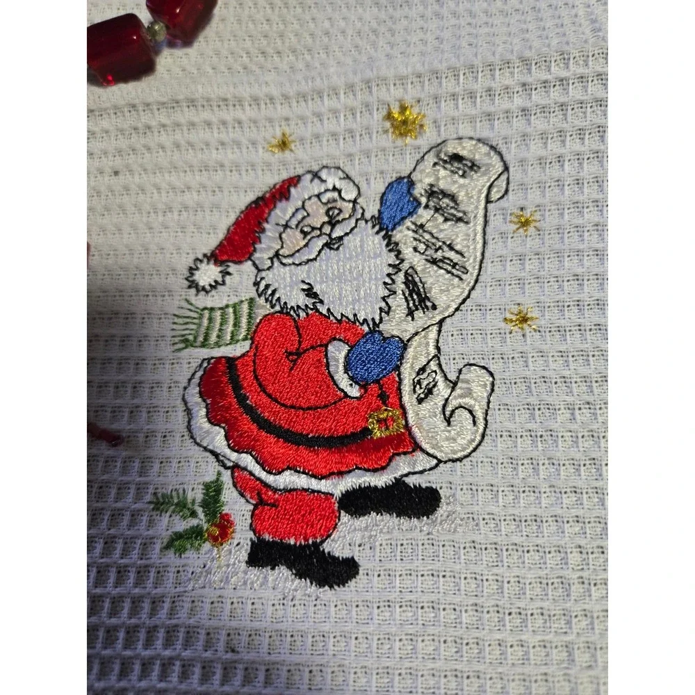 Grasslands Road Christmas Snowman Santa Hand Towel Napkin Set with Napkin Rings